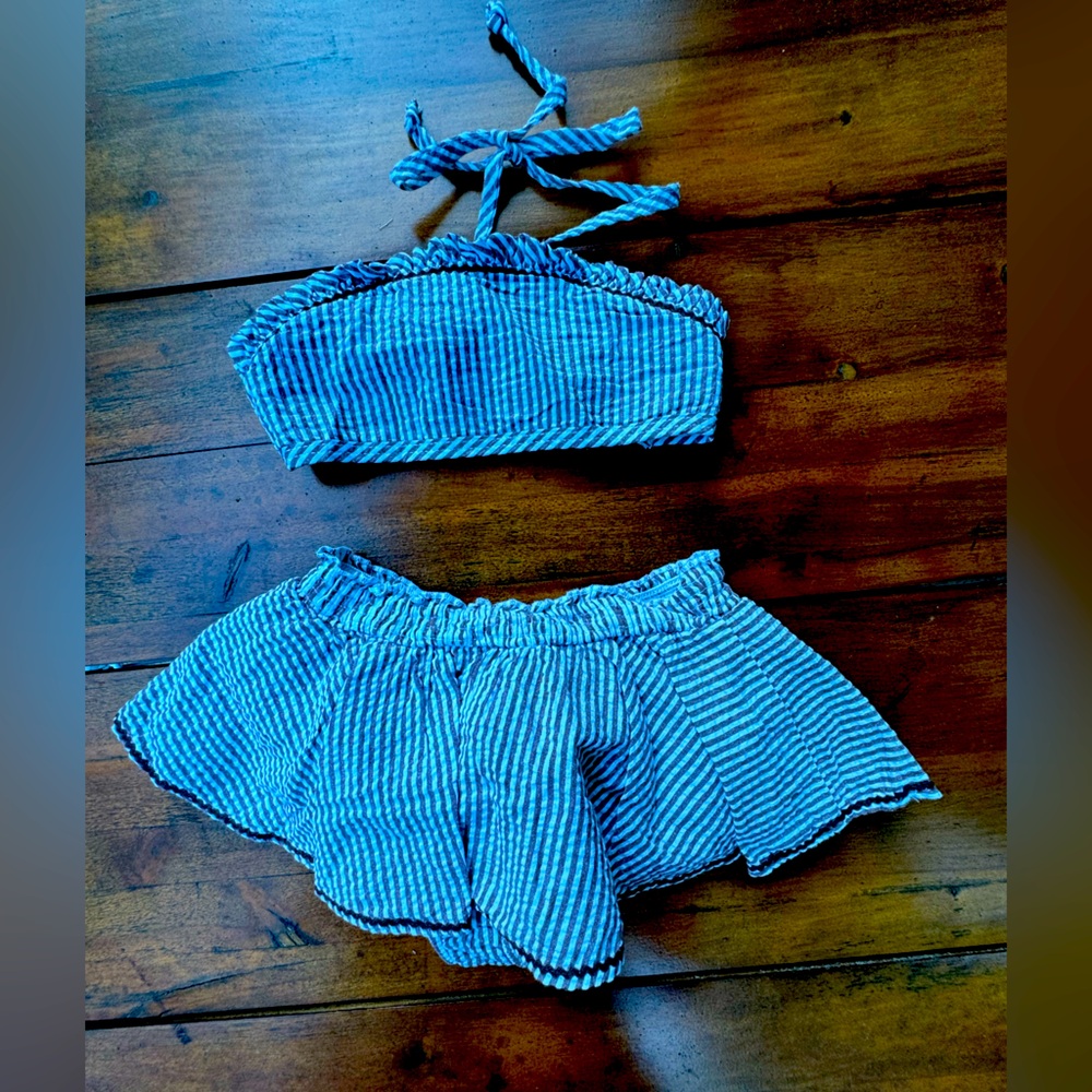 Bailey Boys Seersucker 2 Piece swim suit size 6